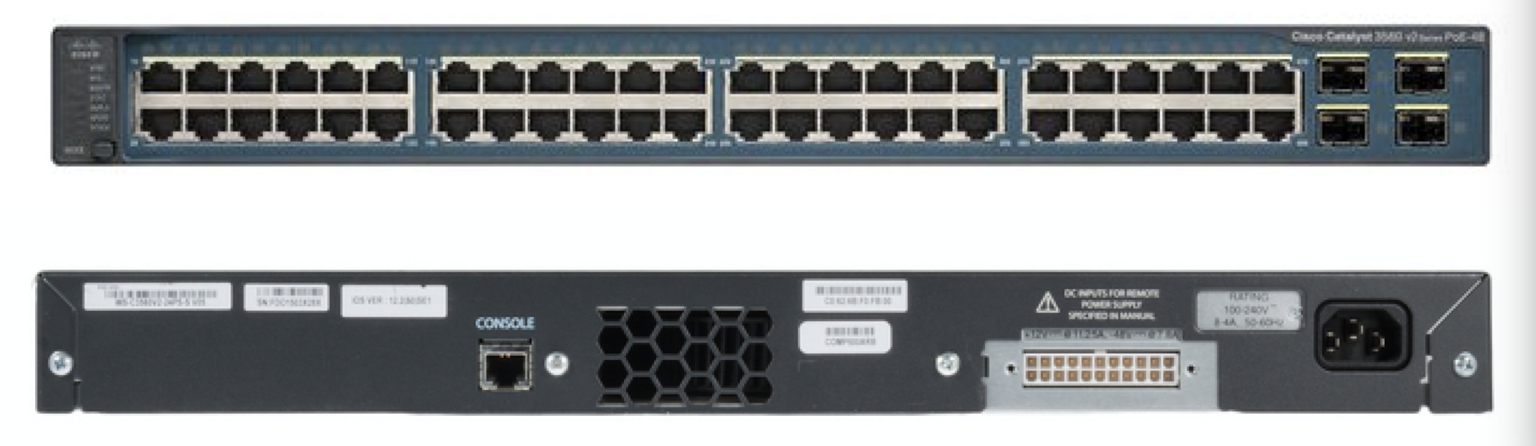 10/100 POE Network Switch Cisco 48 Port Gigabit WSC3560V248PSE